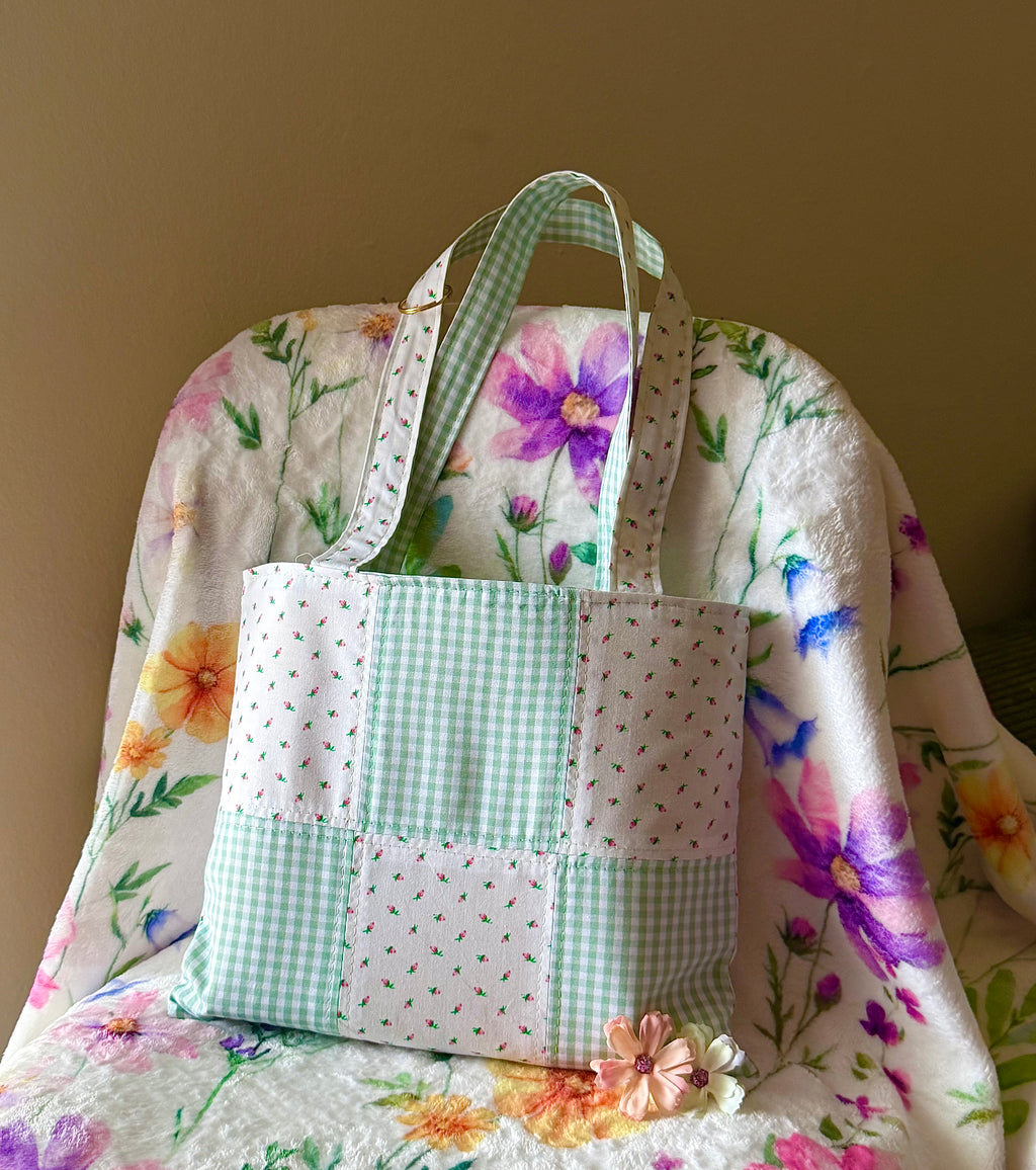 MINI Green Gingham Reversible Tote