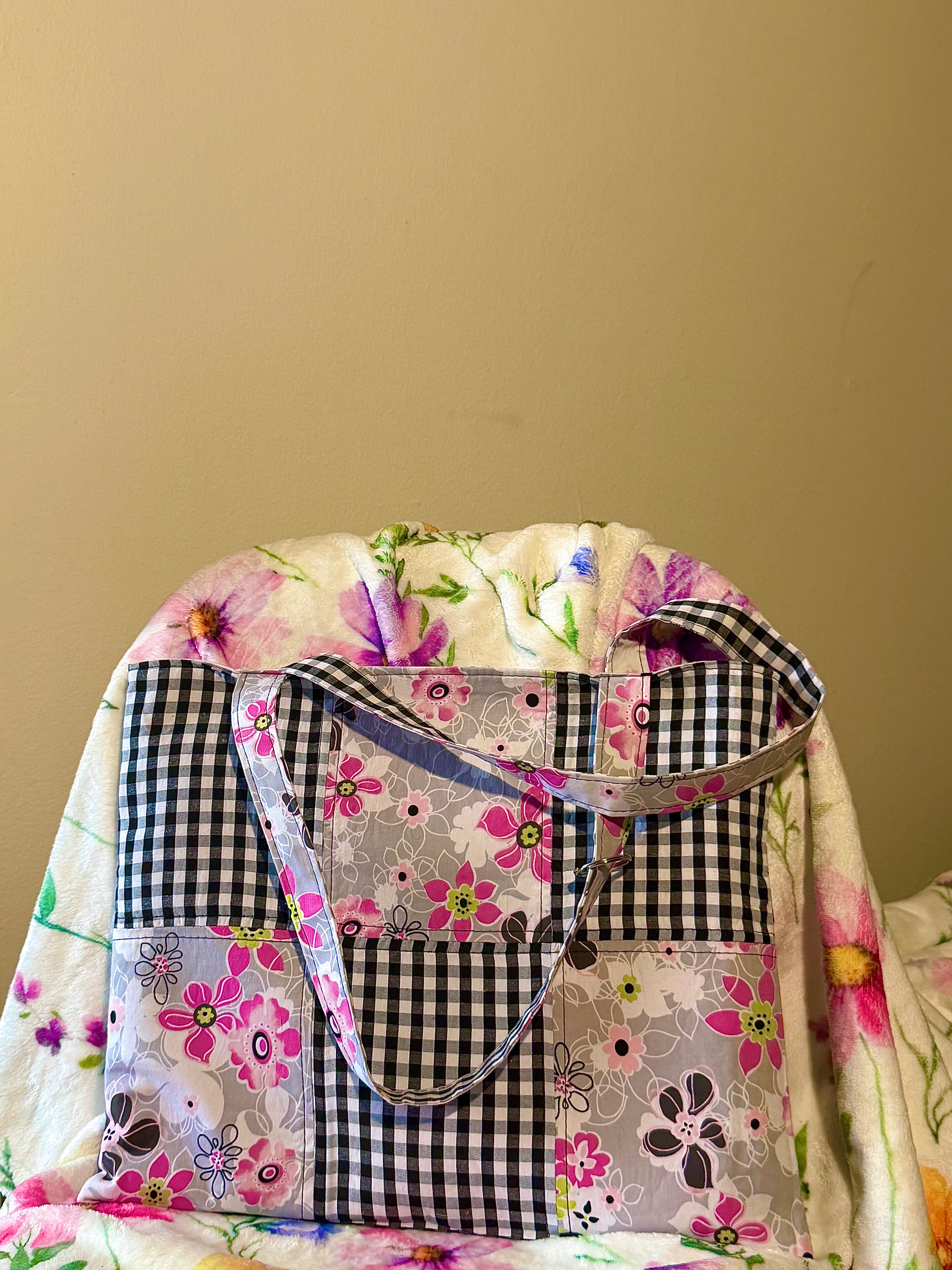 Artist Size Black Gingham Reversible Tote