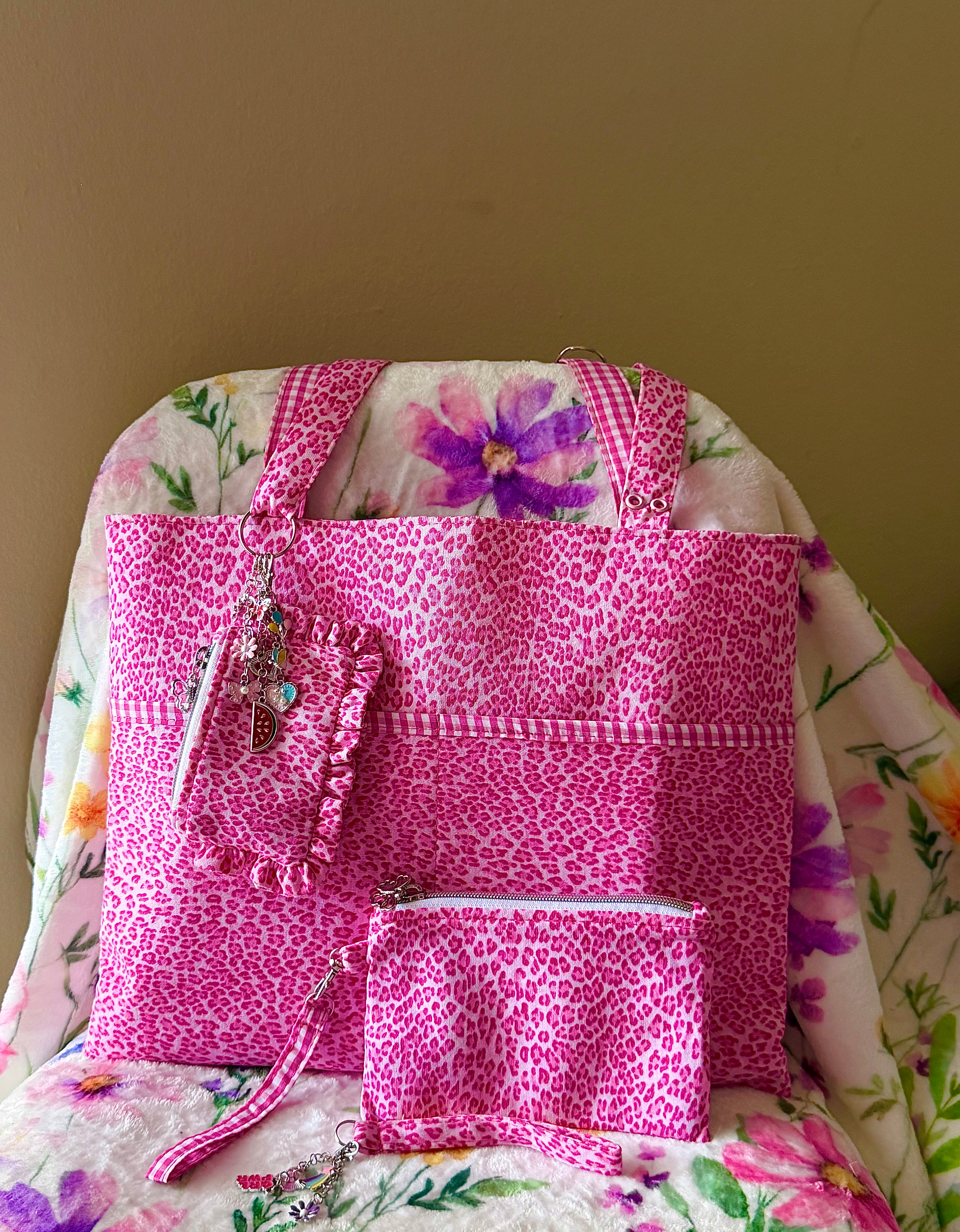 Artist Size Pink Gingham Reversible Tote