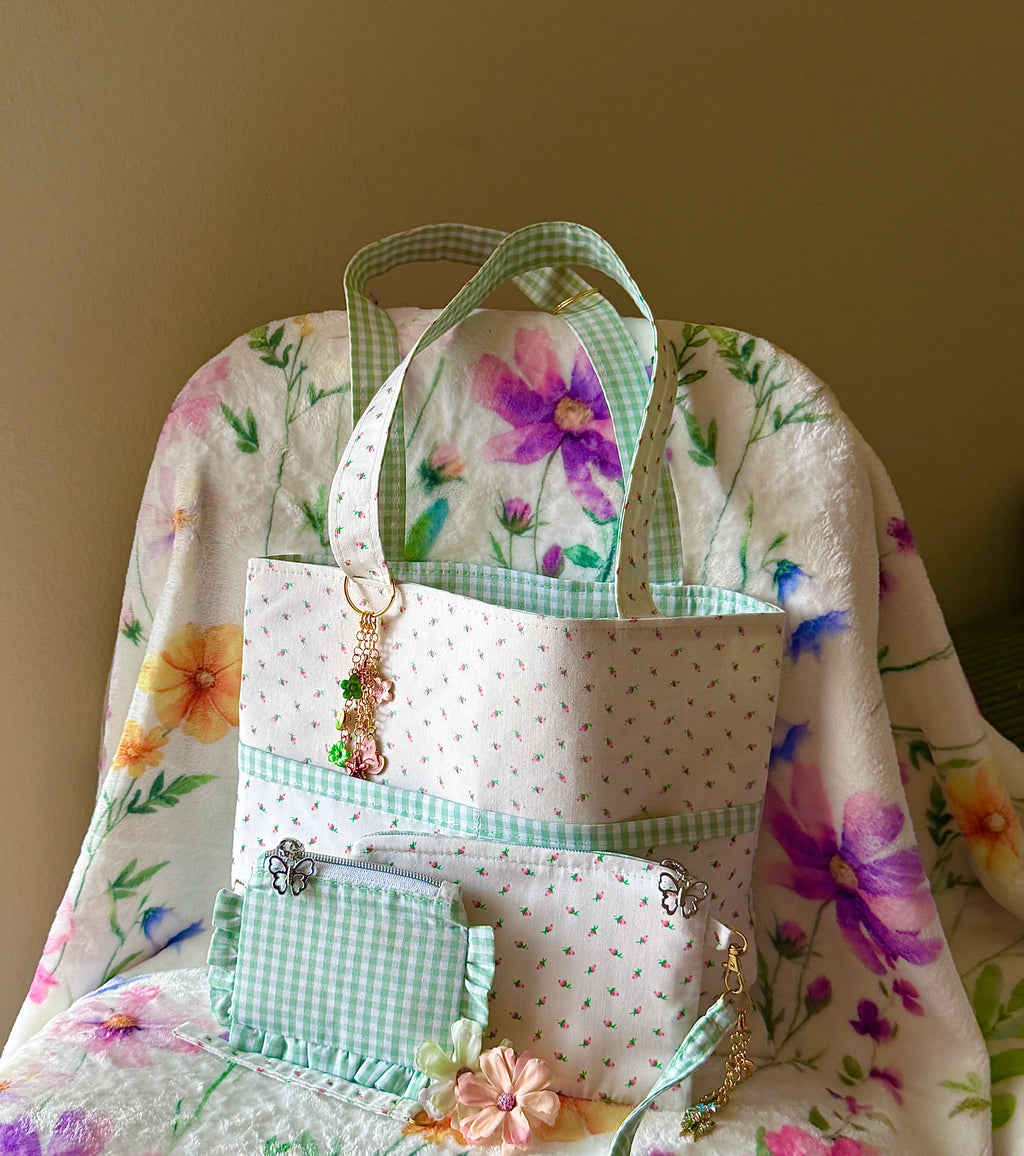MINI Green Gingham Reversible Tote
