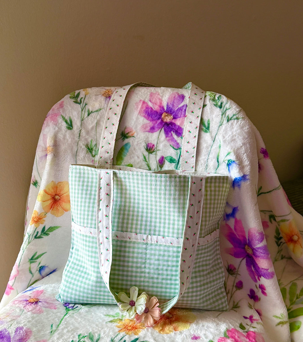 MINI Green Gingham Reversible Tote