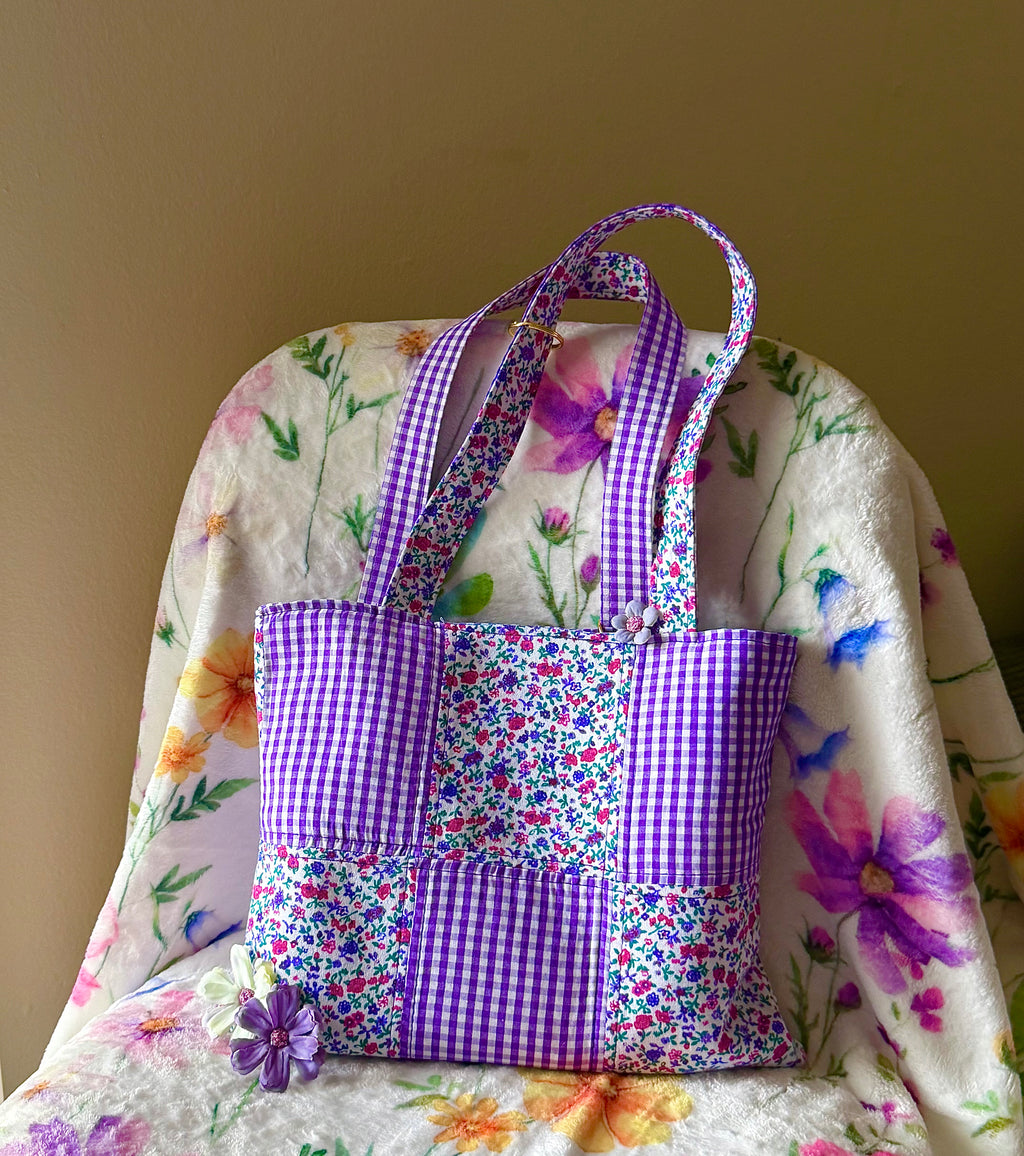 MINI Purple Gingham Reversible Tote