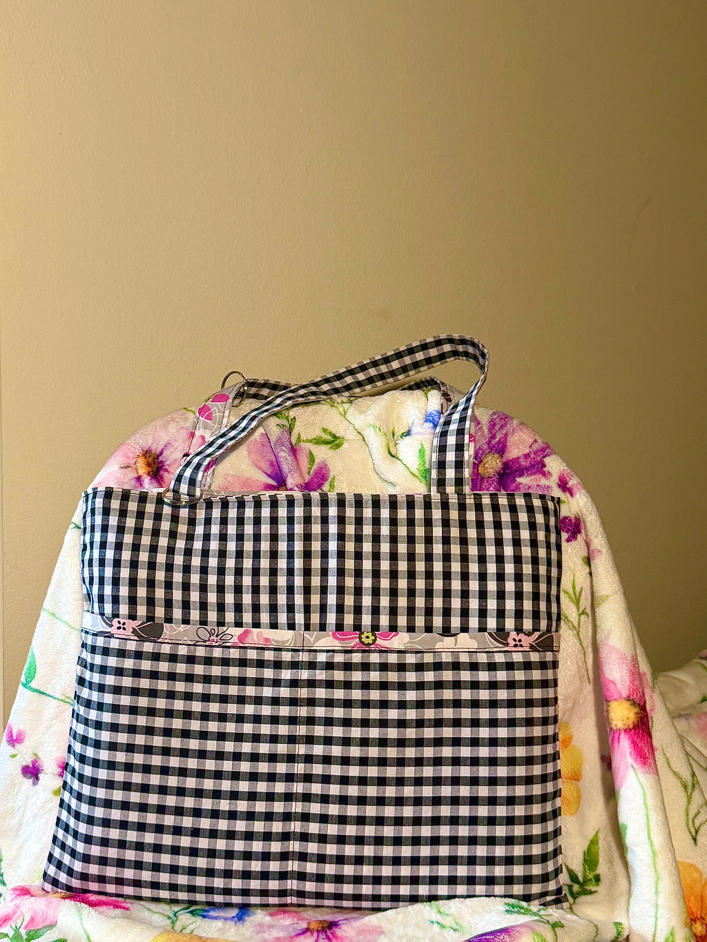 Artist Size Black Gingham Reversible Tote