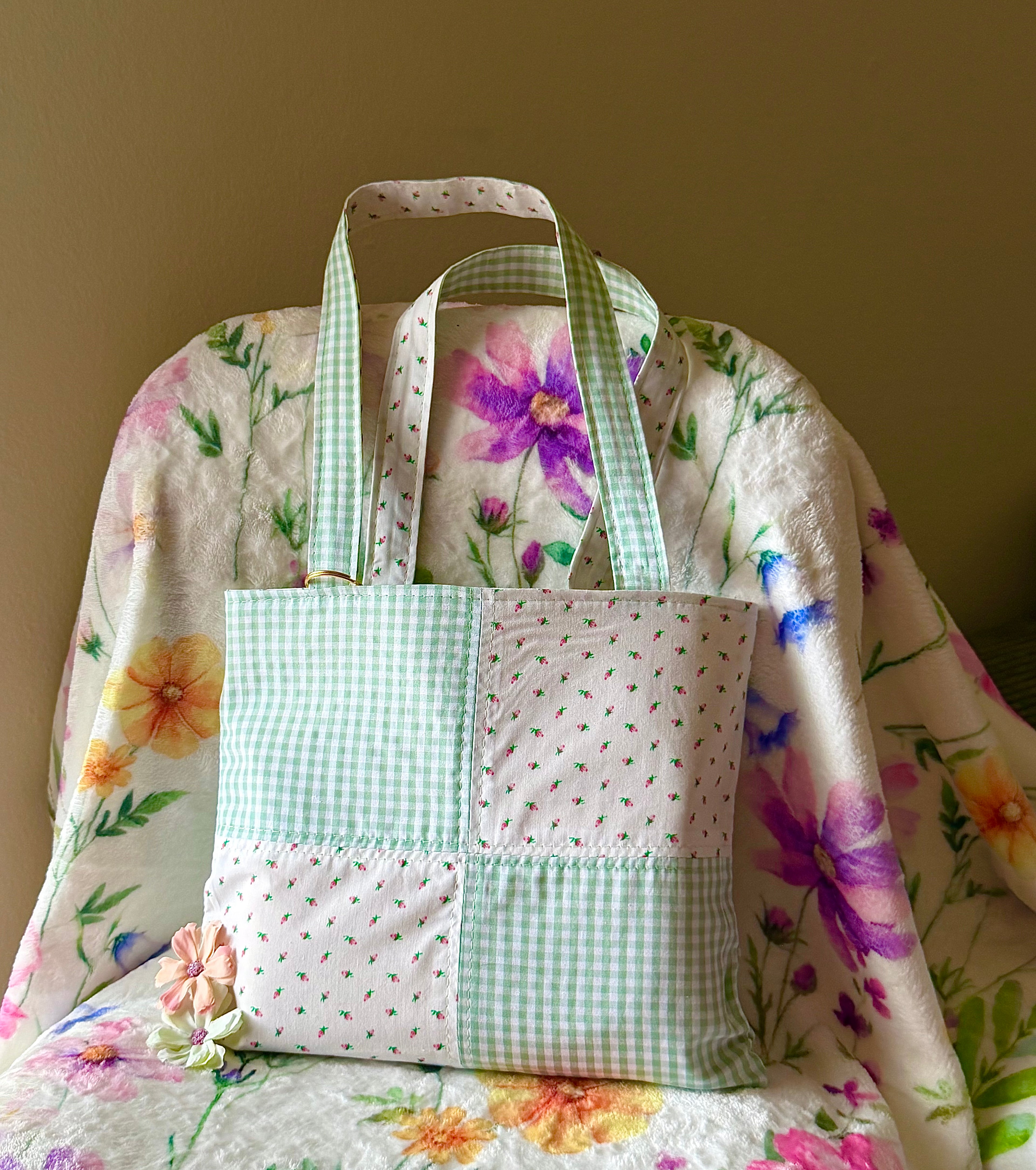 MINI Green Gingham Reversible Tote