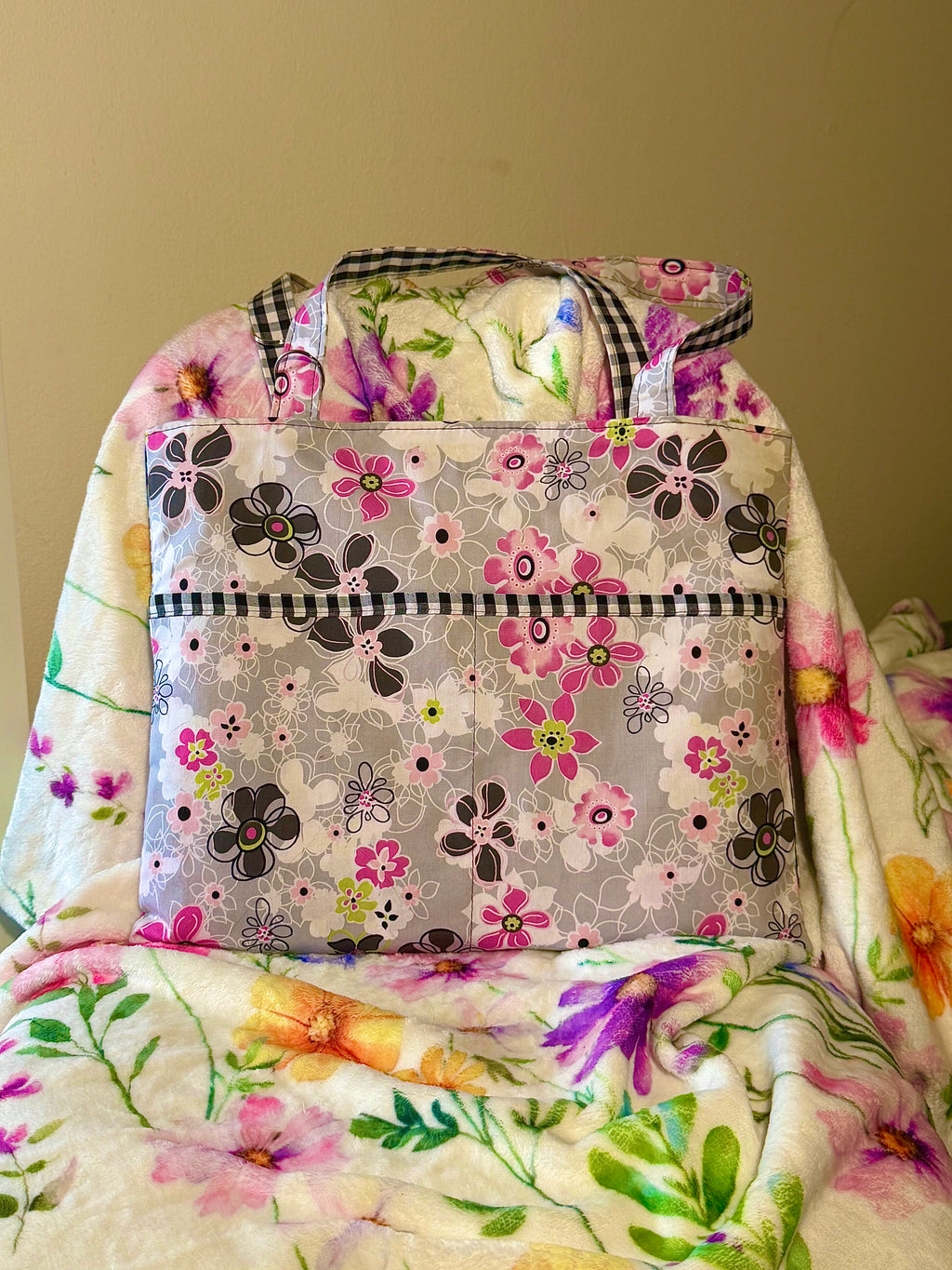 Artist Size Black Gingham Reversible Tote