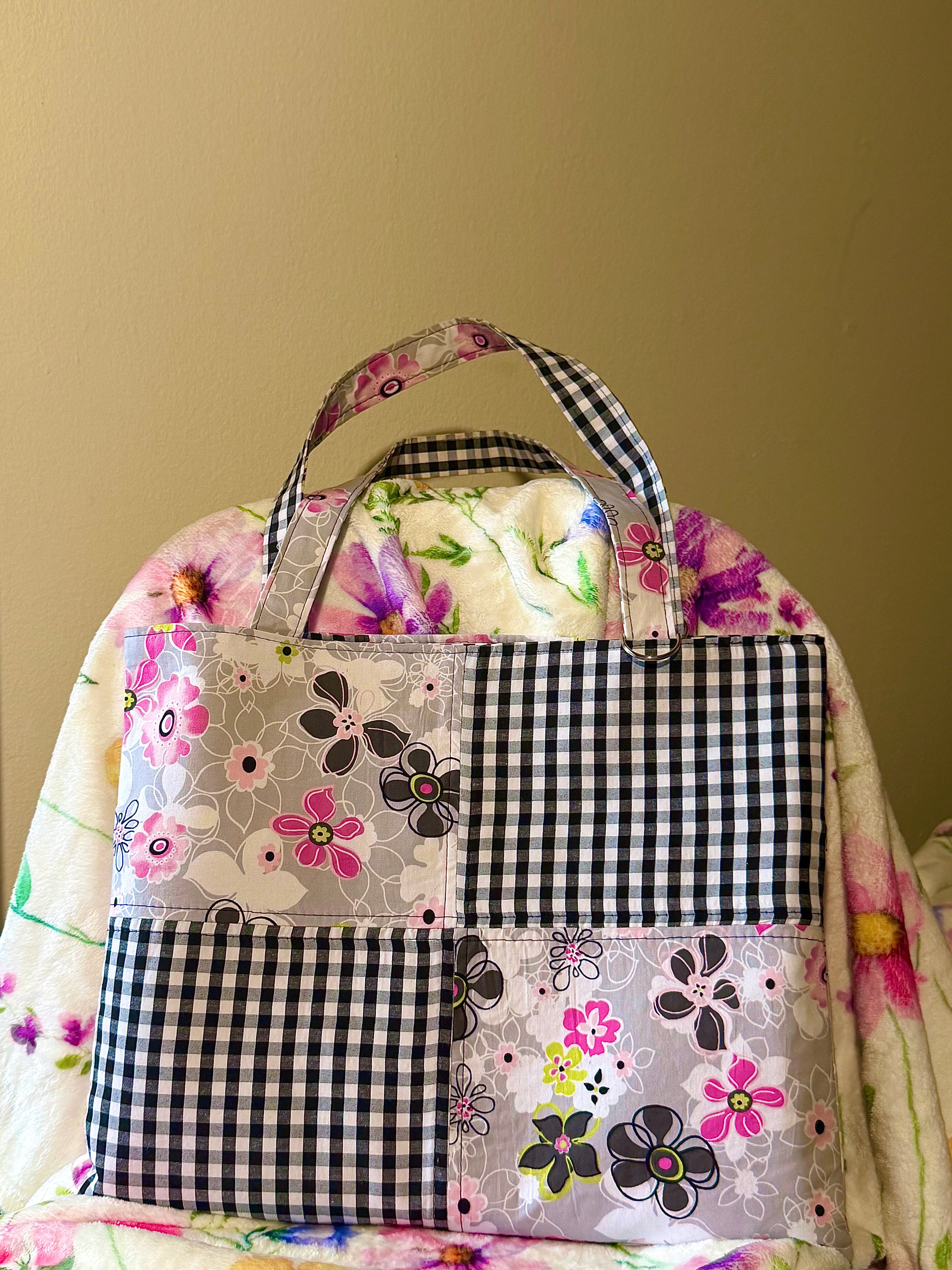 Artist Size Black Gingham Reversible Tote