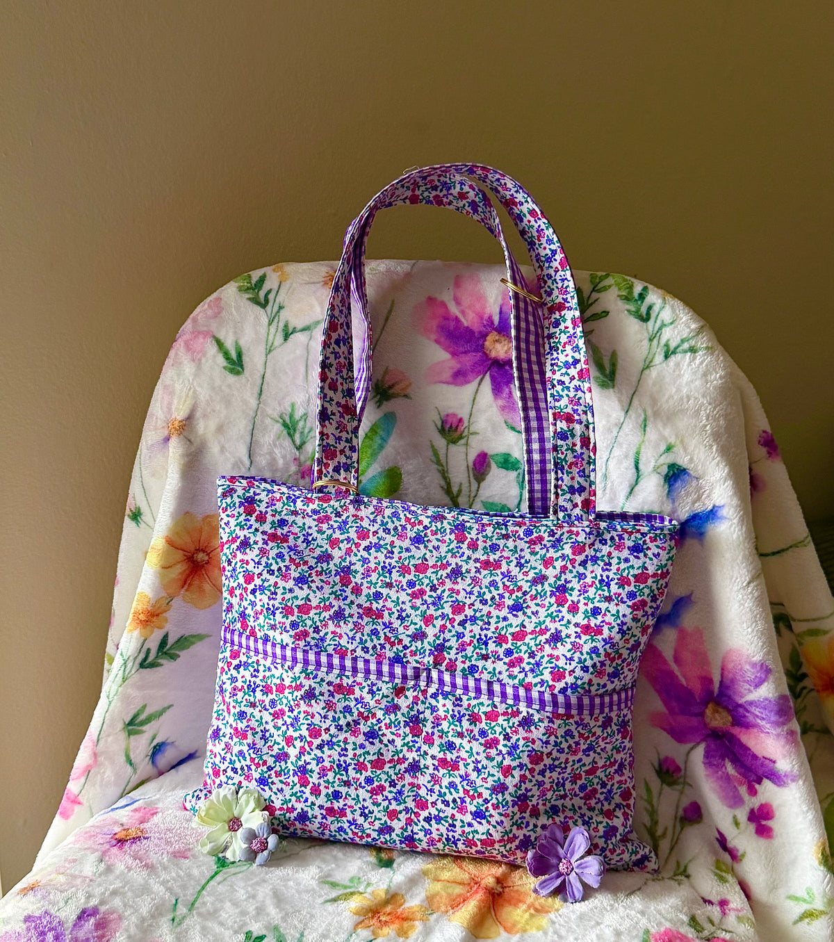 MINI Purple Gingham Reversible Tote