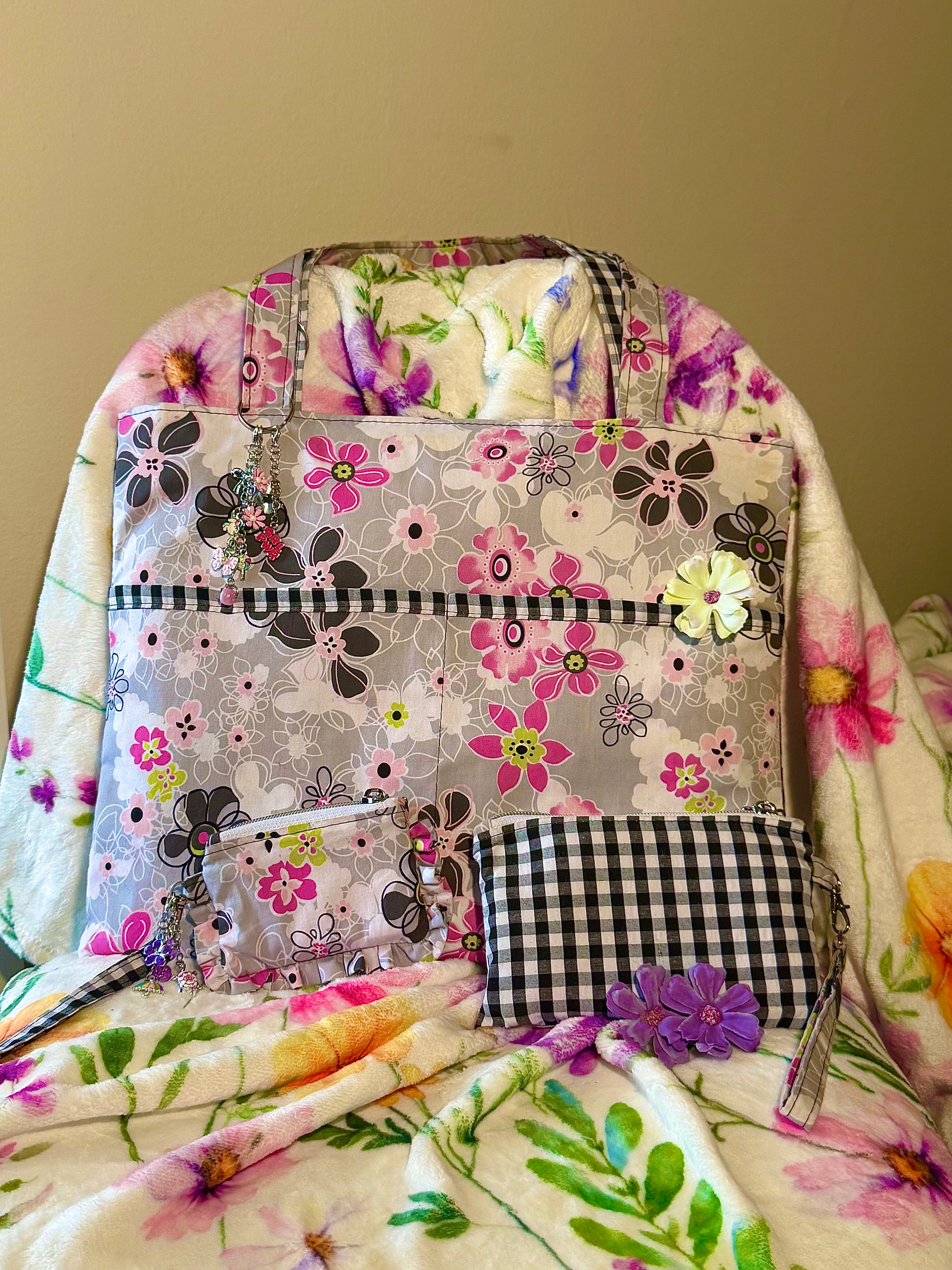 Artist Size Black Gingham Reversible Tote