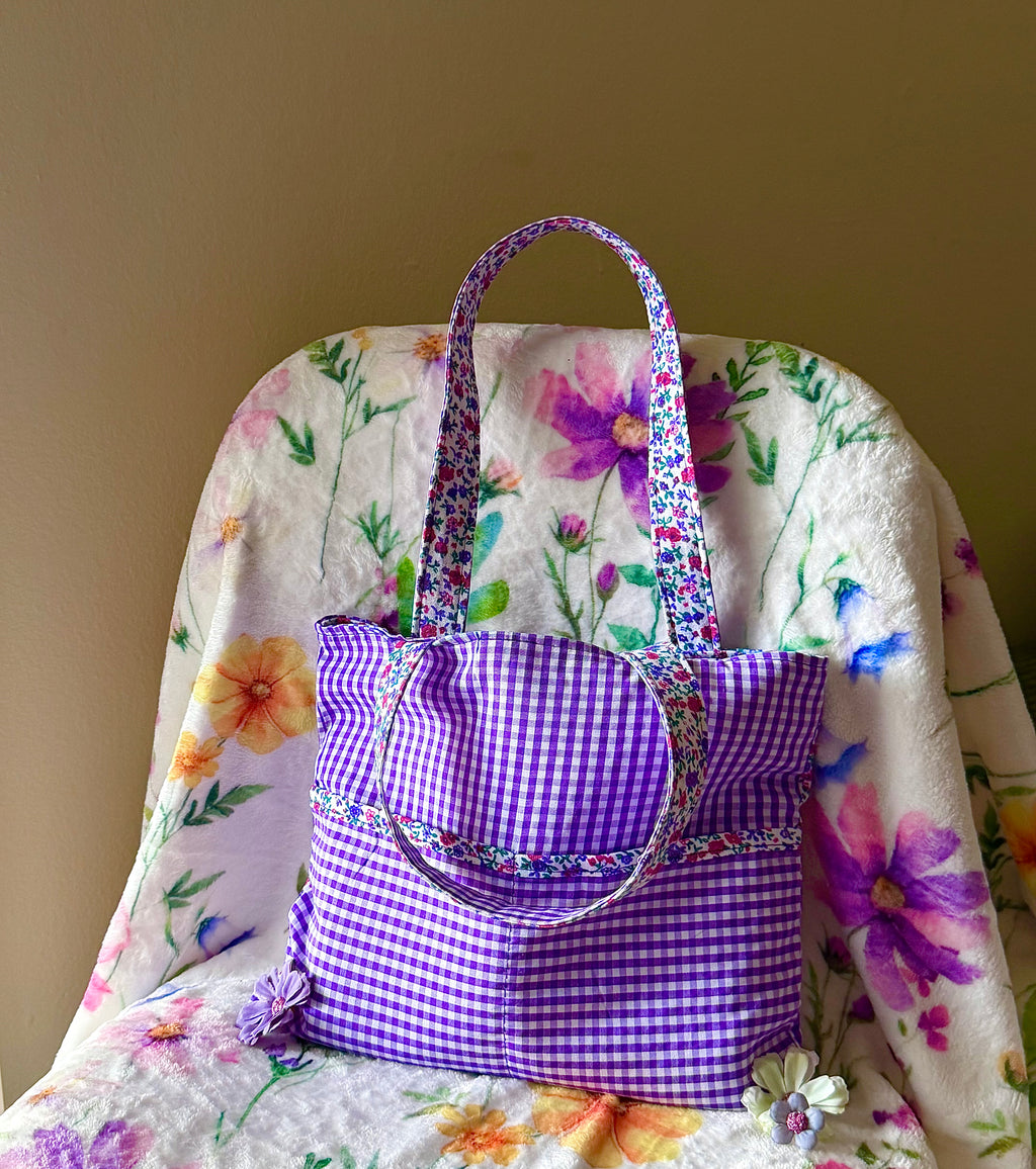 MINI Purple Gingham Reversible Tote