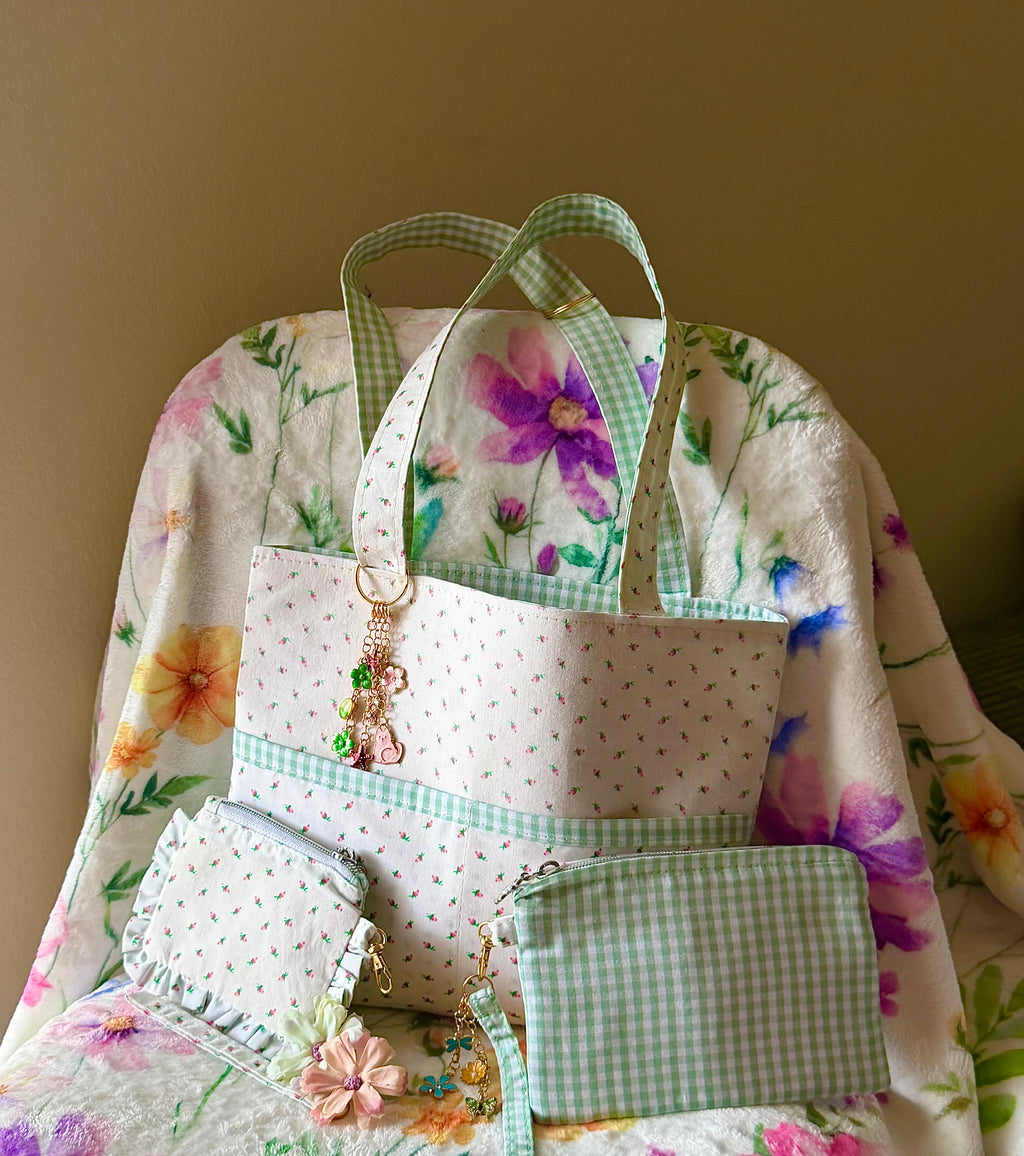 MINI Green Gingham Reversible Tote
