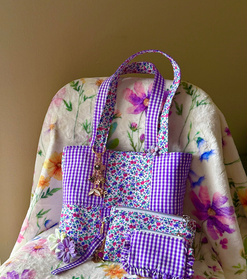 MINI Purple Gingham Reversible Tote