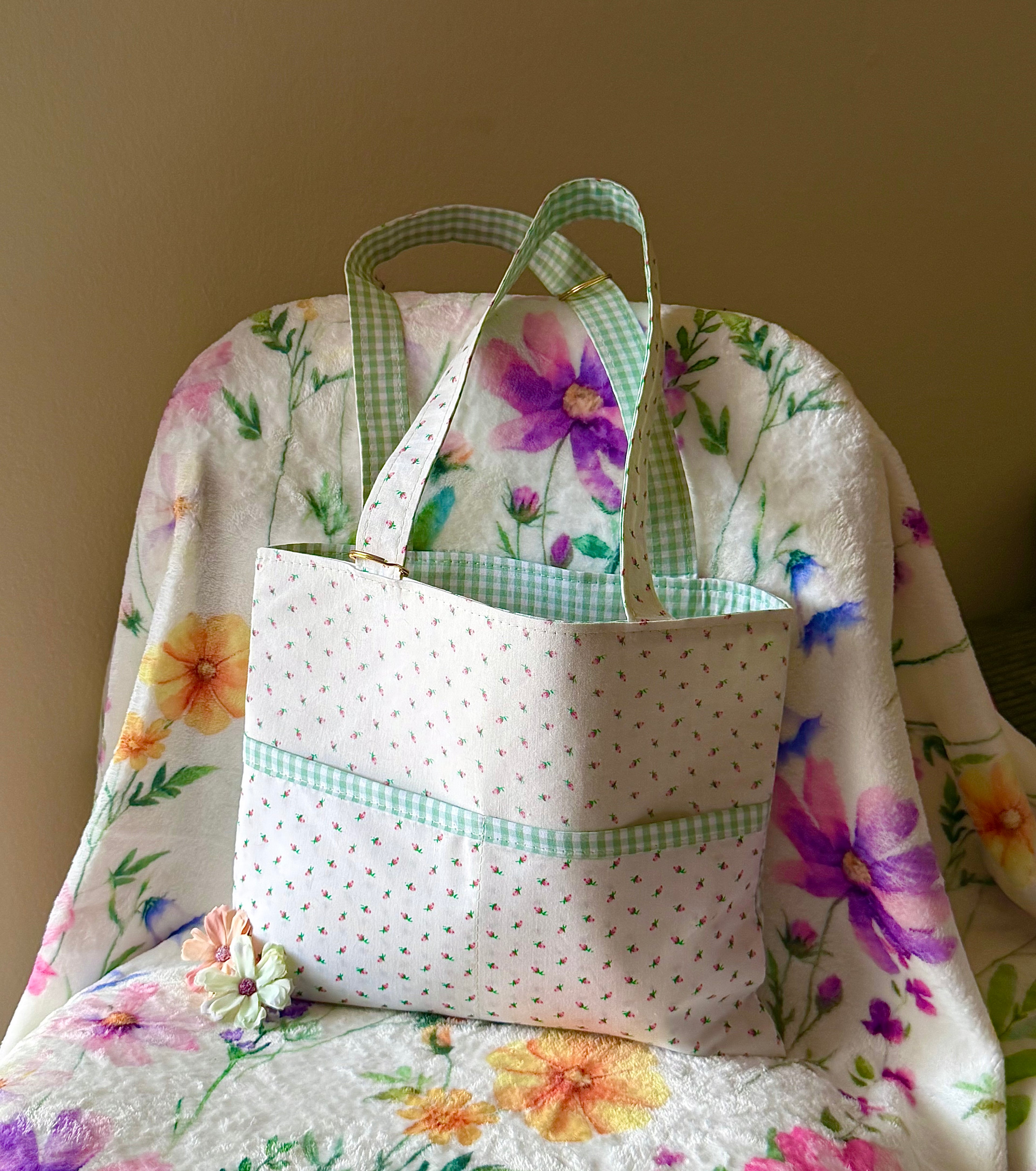 MINI Green Gingham Reversible Tote