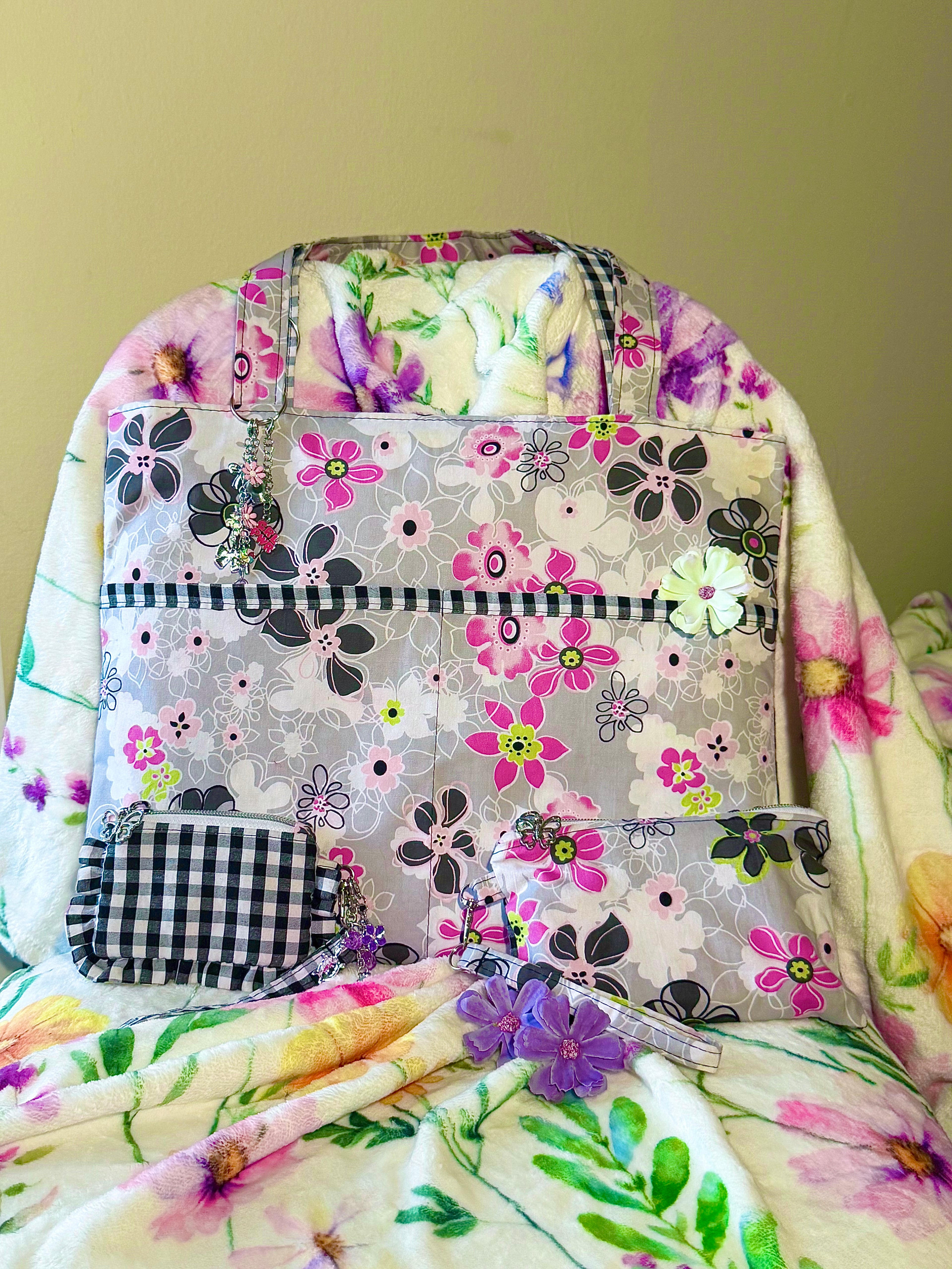 Artist Size Black Gingham Reversible Tote